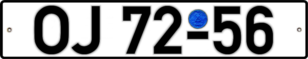 „OJ“ für Meiningen im Bezirk Suhl als amtliches Unterscheidungszeichen auf Kfz-Kennzeichen der DDR im Nummernschild-Museum.