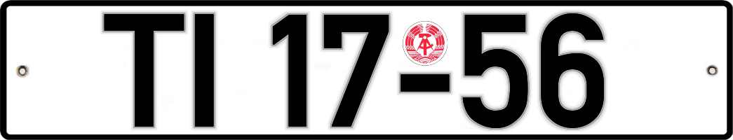„TI“ für Hohenstein-Ernstthal im Bezirk Karl-Marx-Stadt als amtliches Unterscheidungszeichen auf Kfz-Kennzeichen der DDR im Nummernschild-Museum.