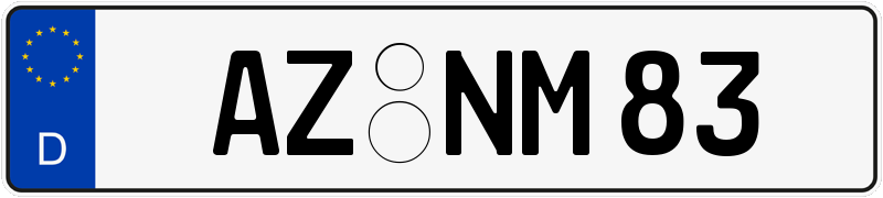 Deutsches Kfz-Kennzeichen mit EU-Kennung mit dem amtlichen Unterscheidungszeichen „AZ“ für Alzey-Worms in Rheinland-Pfalz im Nummernschild-Museum.