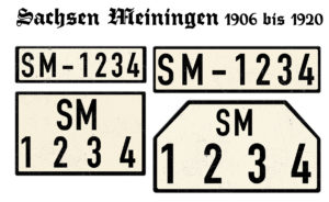 altes deutschen Nummernschild SM Sachsen Meiningen 1906 bis 1920